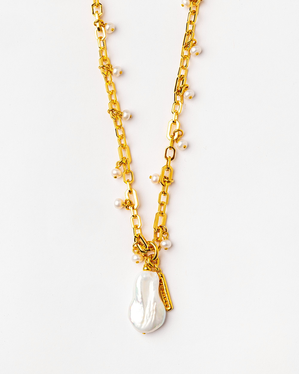 Gold plated necklace quartz